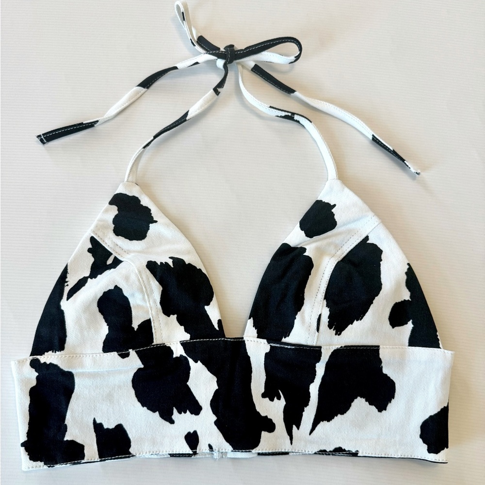 Cow Print Halter Crop Top